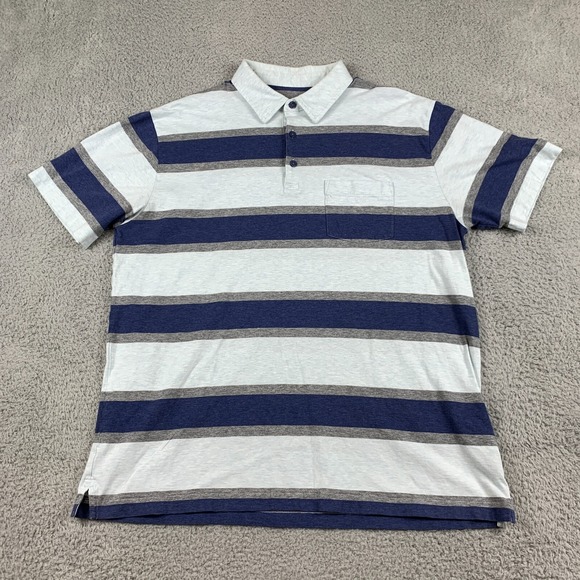 Patagonia Other - Patagonia Squeaky Clean Polo Mens Large Blue Grey Striped Front‎ Pocket Shirt